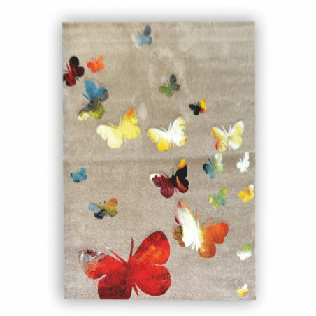 Dywan Motylki beżowy- Wielokolorowy dywan dziecięcy - dekordom.pl