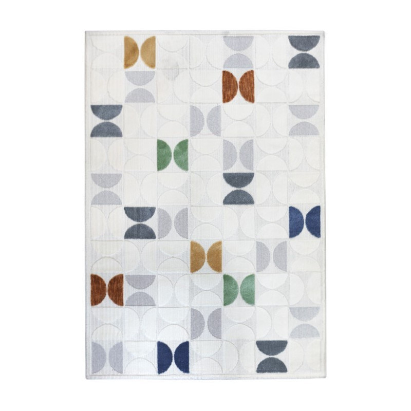 Kremowy nowoczesny dywan 3d z kolorowymi wstawkami