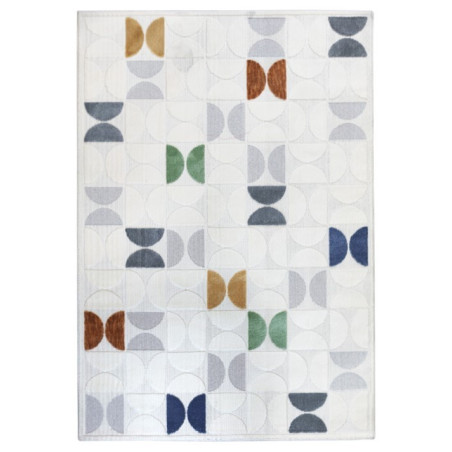 Kremowy nowoczesny dywan 3d z kolorowymi wstawkami