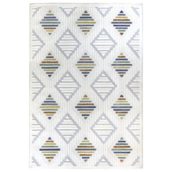 Kremowy nowoczesny dywan 3d z kolorowymi wstawkami