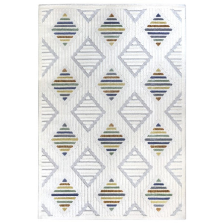 Kremowy nowoczesny dywan 3d z kolorowymi wstawkami