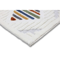 Kremowy nowoczesny dywan 3d z kolorowymi wstawkami