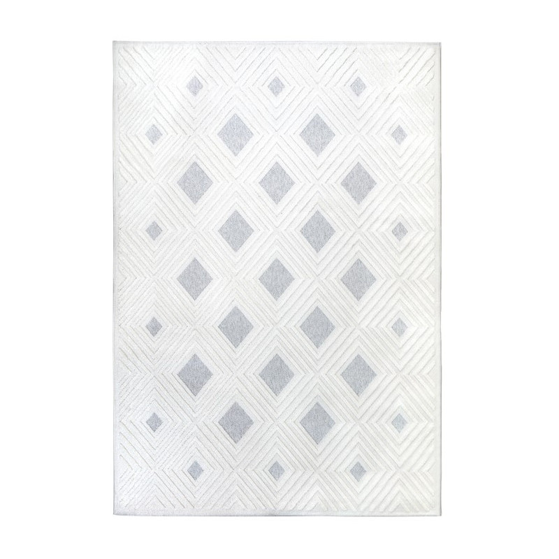 Kremowy nowoczesny dywan 3d z szarymi wstawkami