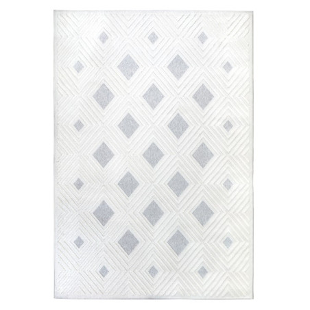 Kremowy nowoczesny dywan 3d z szarymi wstawkami