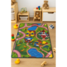 Dywan dziecięcy bajkowe miasteczko – kolorowy, poliester, filcowy spód