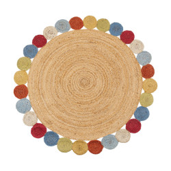 Dywan jutowy okrągły 120 – naturalny, beżowy  | trwały i łatwy w czyszczeniu